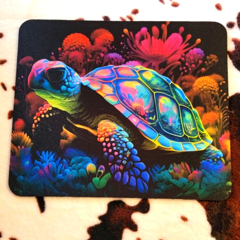 Sea Turtle Watercolor Computer Non Slip Custom Mouse Pad Handmade